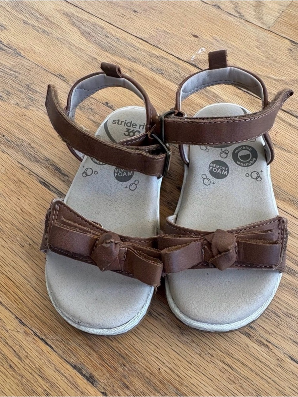 Stride Rite Brown Bow-Accent Girls Sandals